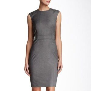 Hugo Boss Gray Denola Wool Blend Sheath Dress Size 12